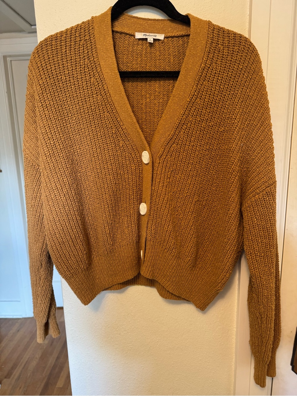 Madewell Tan Mustard Knit Button-Front Cardigan Sweater